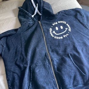 Big soul energy blue dyed hoodie zip up